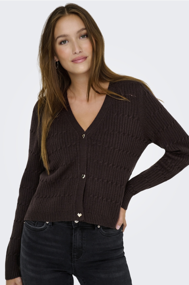 ONLKATIA LIFE LS VNECK CARDI KNT NO 15310902 BLACK COFFEE